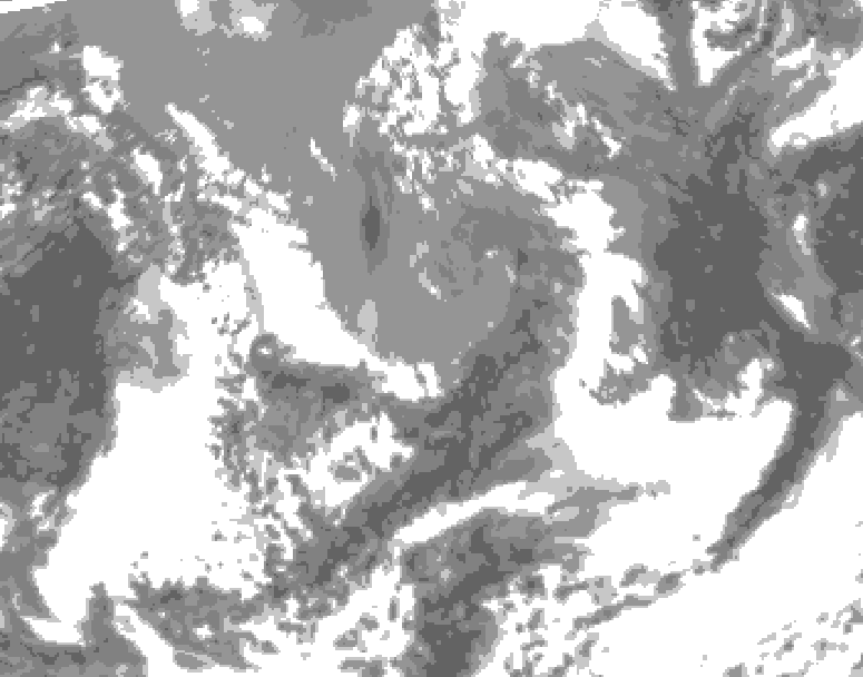 GDPS total cloud 012 hour forecast chart for Canada based on 2025/04/30 1200Z data