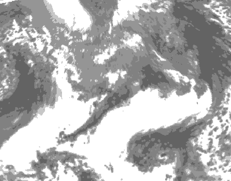 GDPS total cloud 120 hour forecast chart for Canada based on 2025/04/30 1200Z data