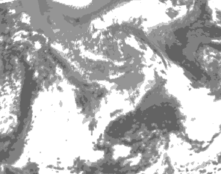 GDPS total cloud 036 hour forecast chart for Canada based on 2025/05/01 0000Z data