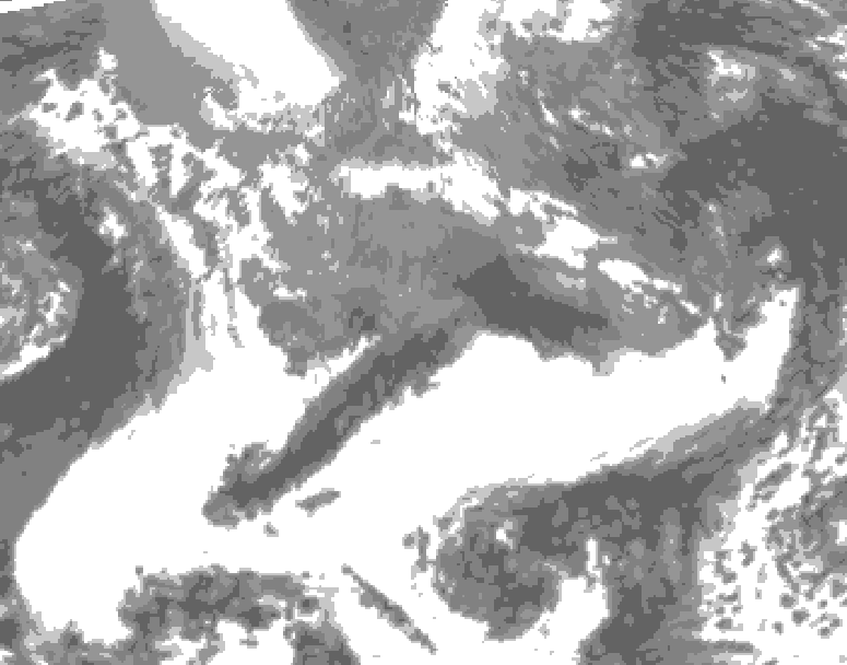 GDPS total cloud 108 hour forecast chart for Canada based on 2025/05/01 0000Z data