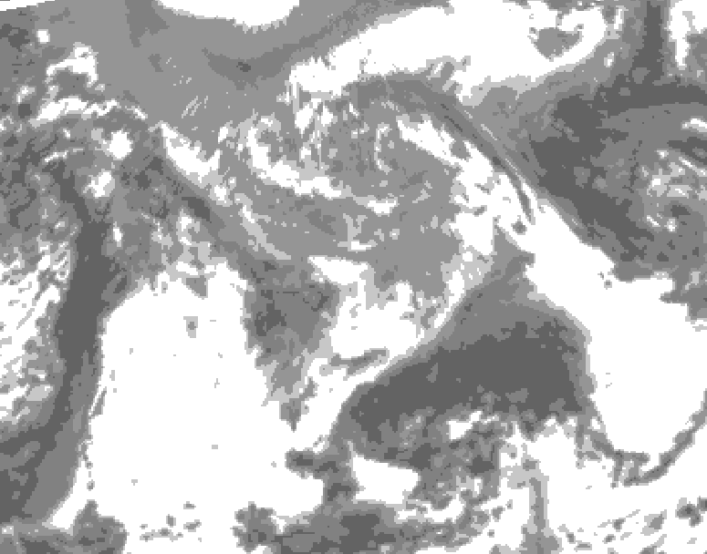 GDPS total cloud 024 hour forecast chart for Canada based on 2025/05/01 1200Z data