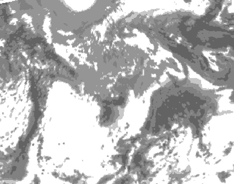 GDPS total cloud 036 hour forecast chart for Canada based on 2025/05/01 1200Z data