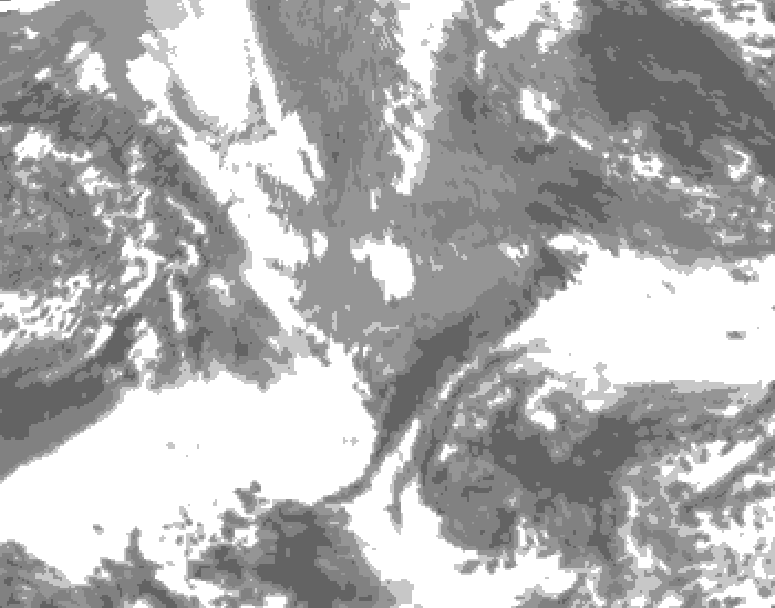 GDPS total cloud 120 hour forecast chart for Canada based on 2025/05/01 1200Z data