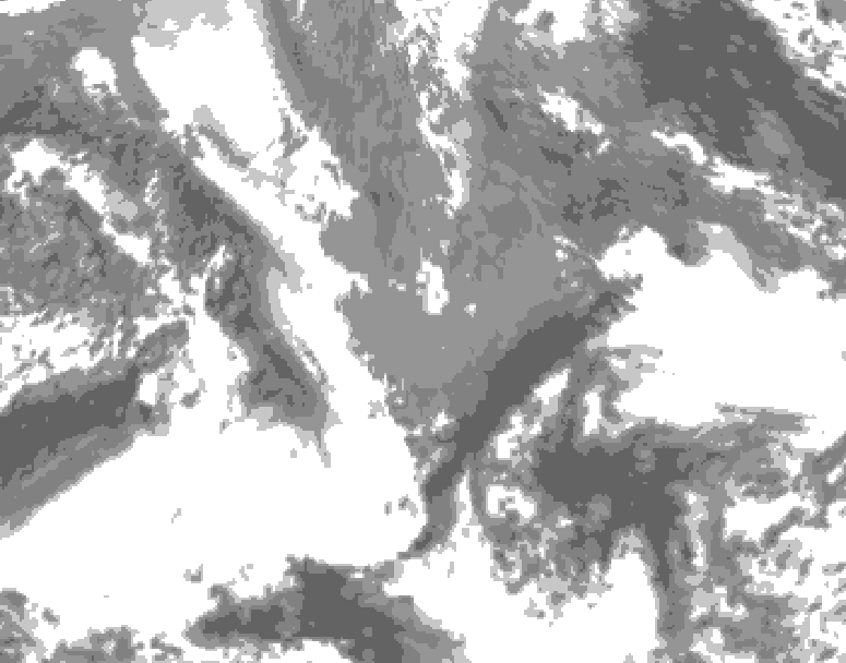 GDPS total cloud 126 hour forecast chart for Canada based on 2025/05/01 1200Z data