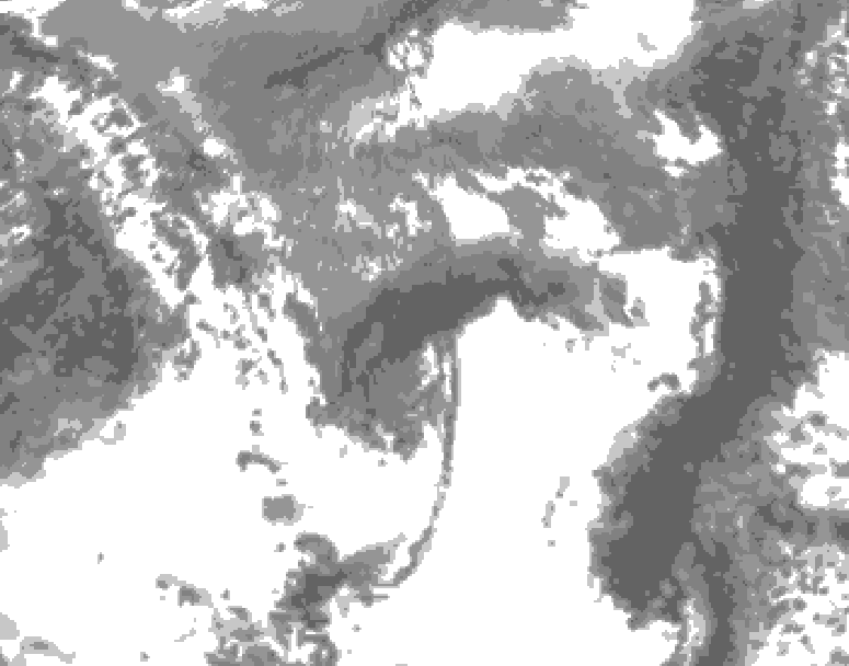 GDPS total cloud 216 hour forecast chart for Canada based on 2025/05/01 1200Z data