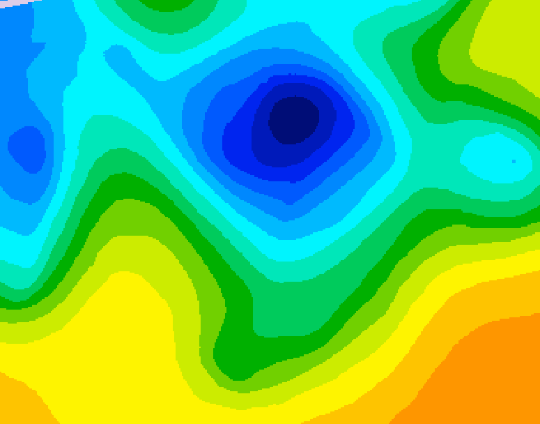 GDPS 500 millibar geopotential height 012 hour forecast chart for Canada based on 2025/05/02 0000Z data