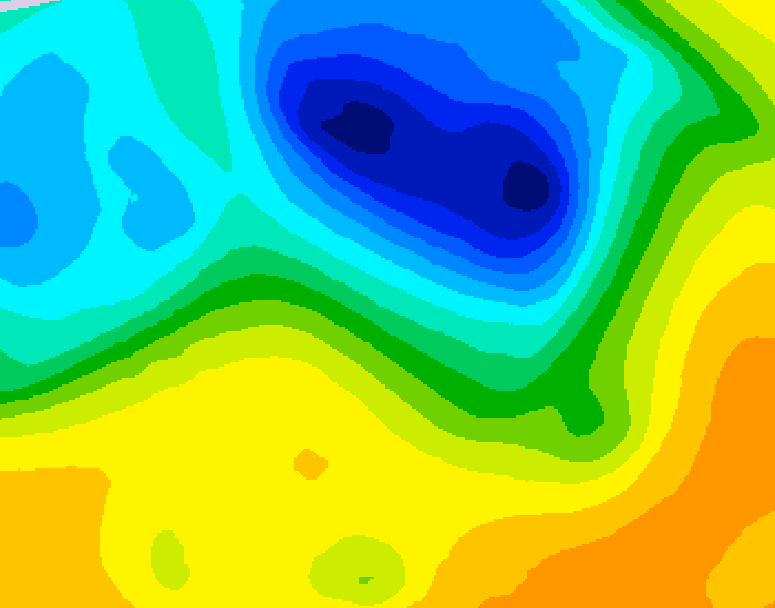 GDPS 500 millibar geopotential height 132 hour forecast chart for Canada based on 2025/05/02 0000Z data
