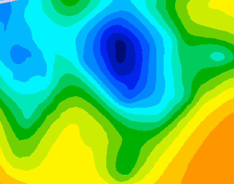GDPS 500 millibar geopotential height 024 hour forecast chart for Canada based on 2025/05/02 1200Z data