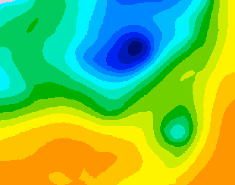 GDPS 500 millibar geopotential height 180 hour forecast chart for Canada based on 2025/05/02 1200Z data