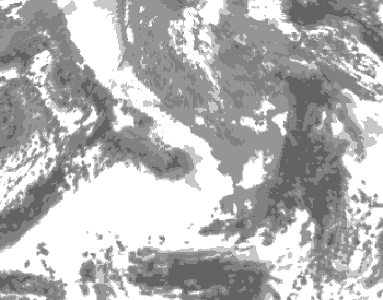 GDPS total cloud 132 hour forecast chart for Canada based on 2025/05/02 0000Z data