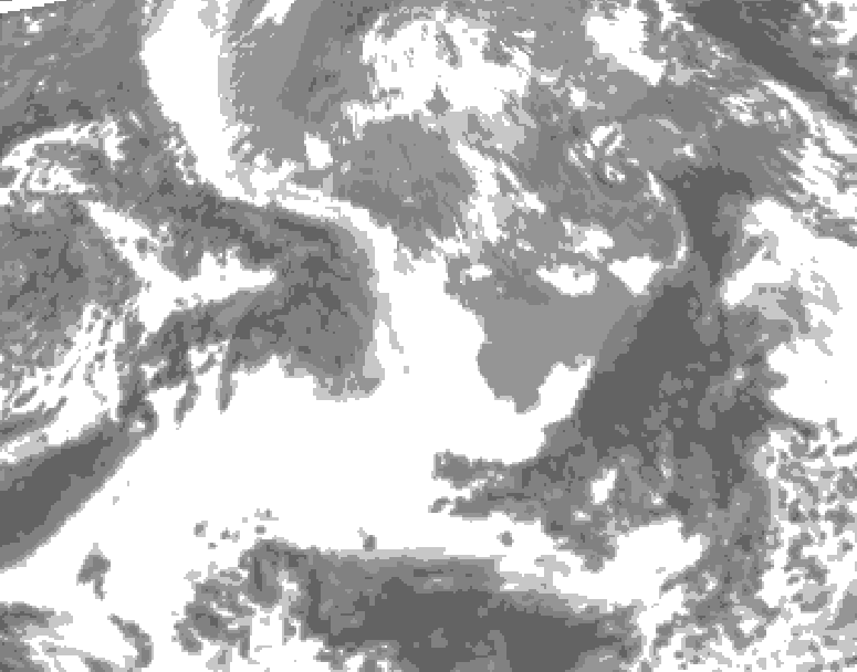 GDPS total cloud 120 hour forecast chart for Canada based on 2025/05/02 1200Z data