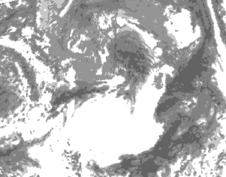 GDPS total cloud 150 hour forecast chart for Canada based on 2025/05/02 1200Z data