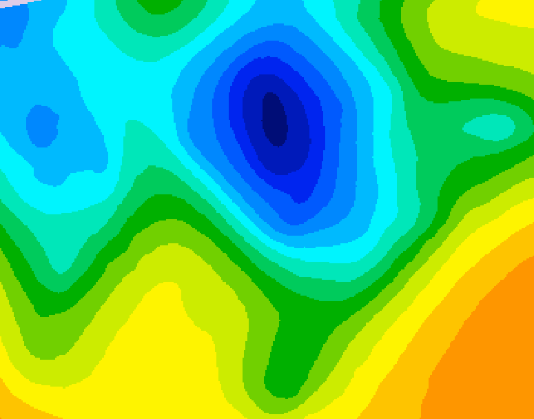 GDPS 500 millibar geopotential height 012 hour forecast chart for Canada based on 2025/05/03 0000Z data