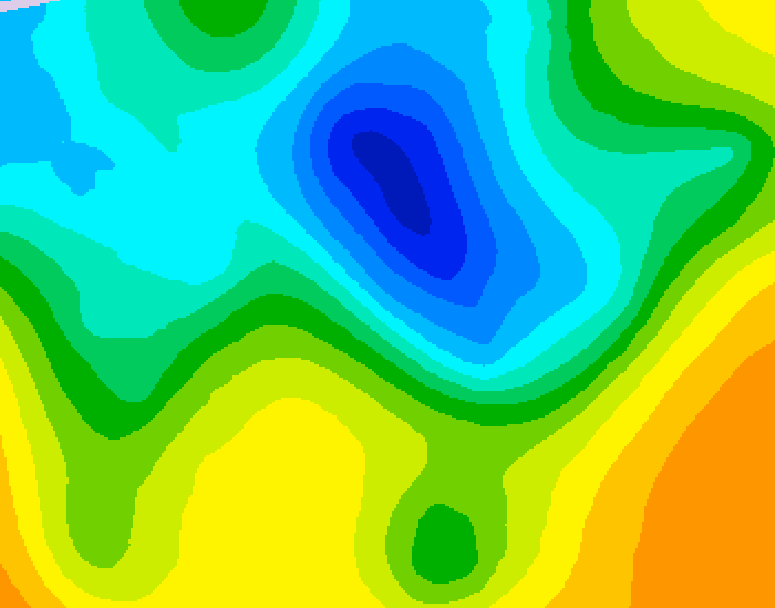 GDPS 500 millibar geopotential height 024 hour forecast chart for Canada based on 2025/05/03 0000Z data