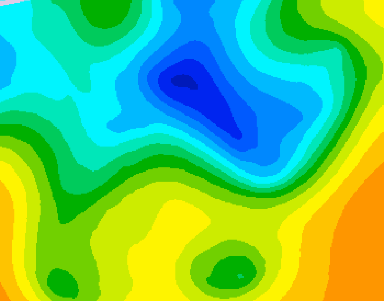 GDPS 500 millibar geopotential height 036 hour forecast chart for Canada based on 2025/05/03 0000Z data