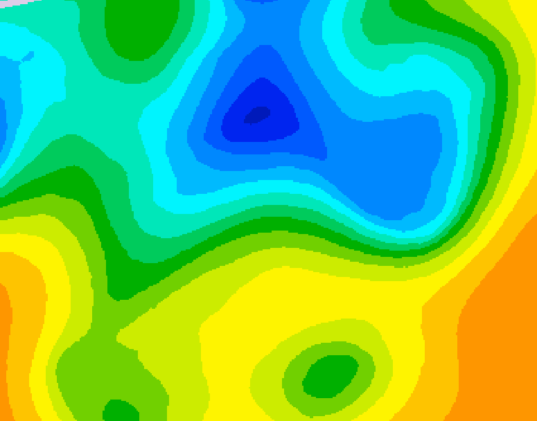 GDPS 500 millibar geopotential height 036 hour forecast chart for Canada based on 2025/05/03 1200Z data
