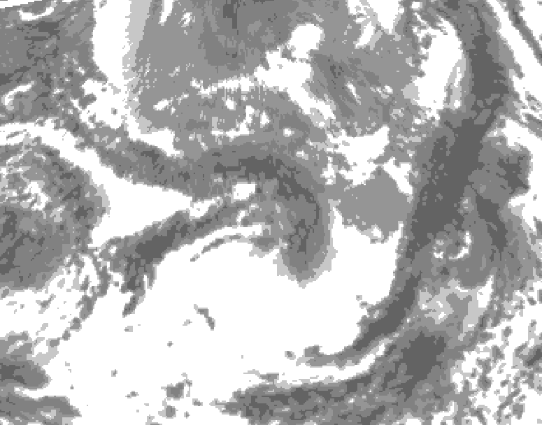 GDPS total cloud 132 hour forecast chart for Canada based on 2025/05/03 0000Z data