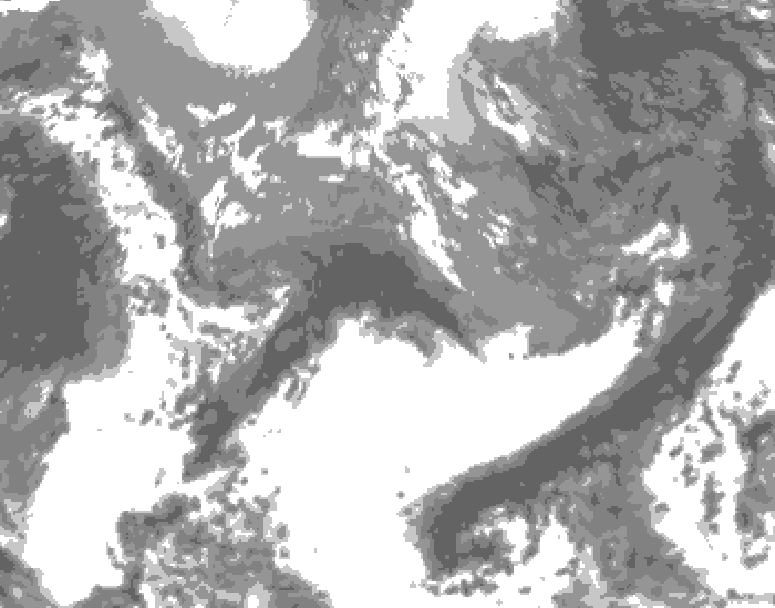 GDPS total cloud 036 hour forecast chart for Canada based on 2025/05/03 1200Z data