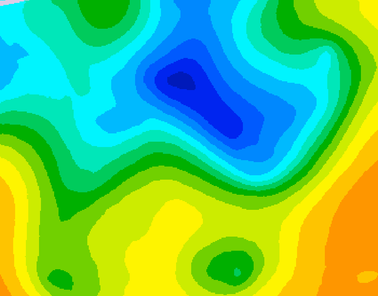 GDPS 500 millibar geopotential height 012 hour forecast chart for Canada based on 2025/05/04 0000Z data