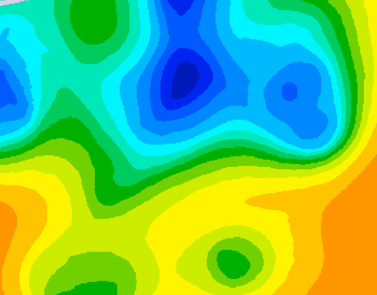 GDPS 500 millibar geopotential height 036 hour forecast chart for Canada based on 2025/05/04 0000Z data