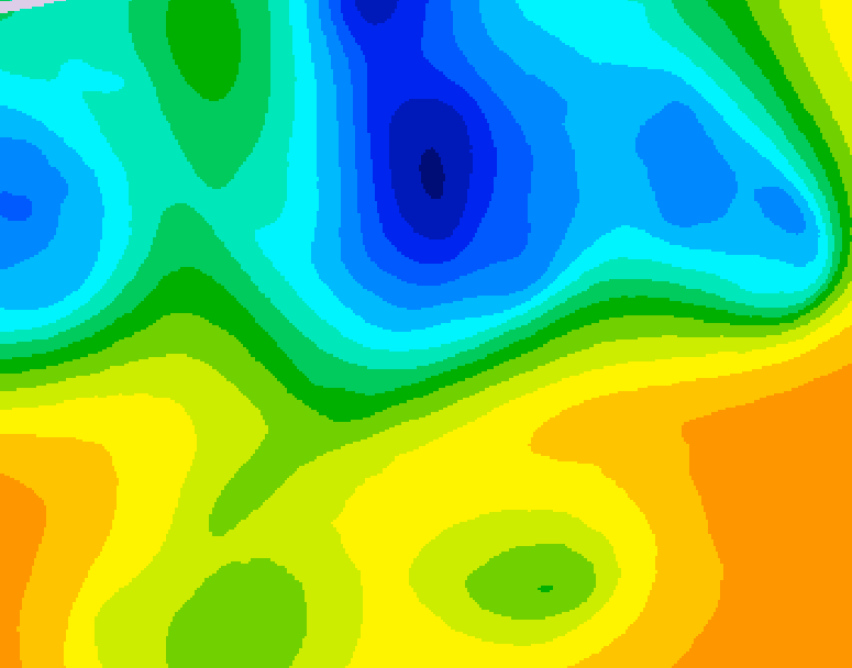 GDPS 500 millibar geopotential height 036 hour forecast chart for Canada based on 2025/05/04 1200Z data