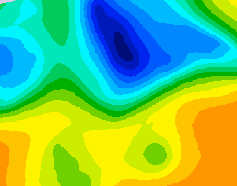 GDPS 500 millibar geopotential height 048 hour forecast chart for Canada based on 2025/05/04 1200Z data