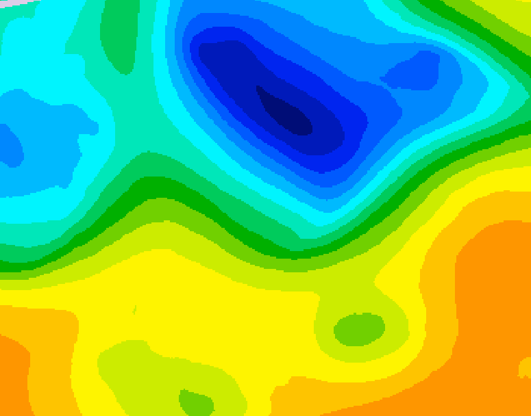 GDPS 500 millibar geopotential height 060 hour forecast chart for Canada based on 2025/05/04 1200Z data