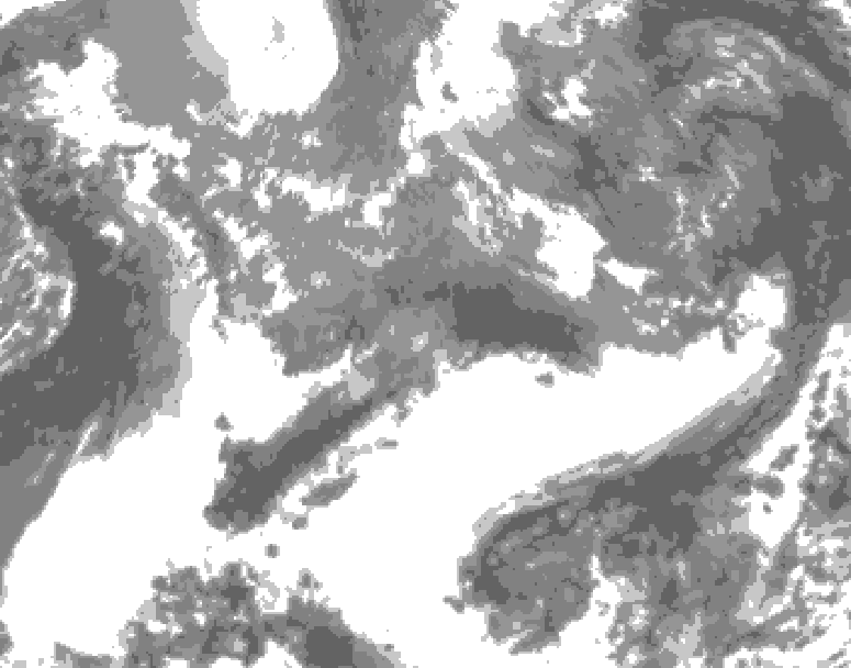 GDPS total cloud 036 hour forecast chart for Canada based on 2025/05/04 0000Z data