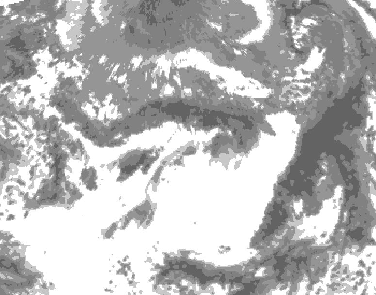 GDPS total cloud 102 hour forecast chart for Canada based on 2025/05/04 1200Z data