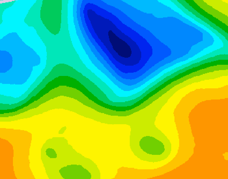 GDPS 500 millibar geopotential height 042 hour forecast chart for Canada based on 2025/05/05 0000Z data