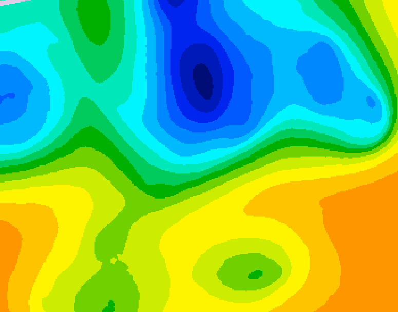 GDPS 500 millibar geopotential height 012 hour forecast chart for Canada based on 2025/05/05 1200Z data