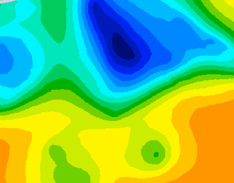 GDPS 500 millibar geopotential height 024 hour forecast chart for Canada based on 2025/05/05 1200Z data