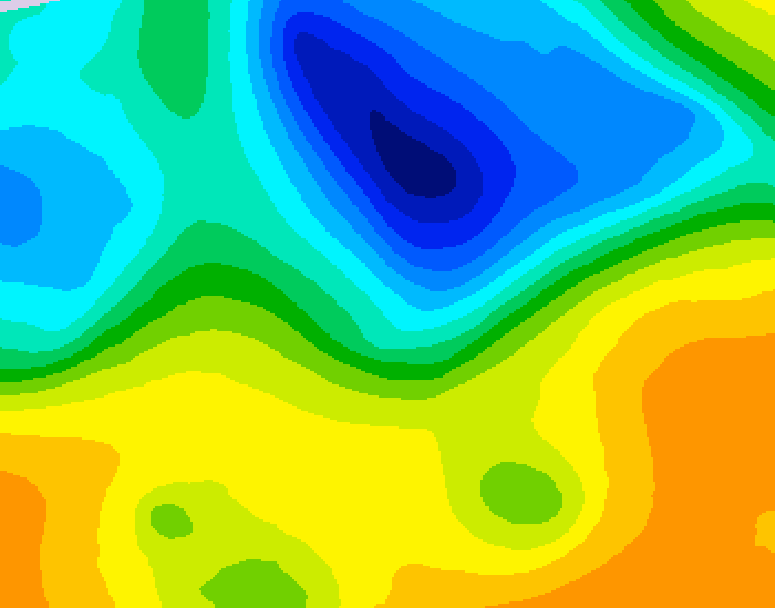 GDPS 500 millibar geopotential height 030 hour forecast chart for Canada based on 2025/05/05 1200Z data