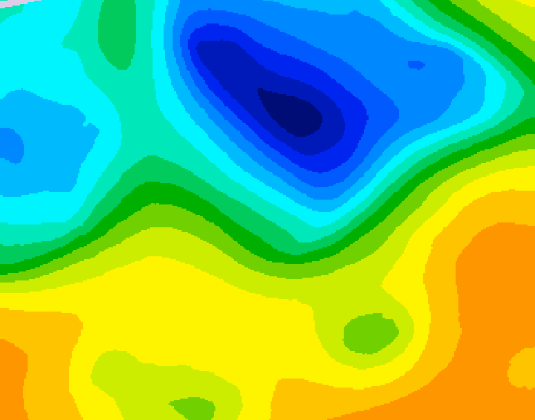 GDPS 500 millibar geopotential height 036 hour forecast chart for Canada based on 2025/05/05 1200Z data