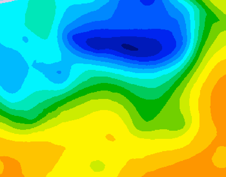 GDPS 500 millibar geopotential height 060 hour forecast chart for Canada based on 2025/05/05 1200Z data