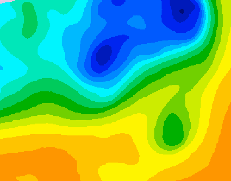 GDPS 500 millibar geopotential height 096 hour forecast chart for Canada based on 2025/05/05 1200Z data