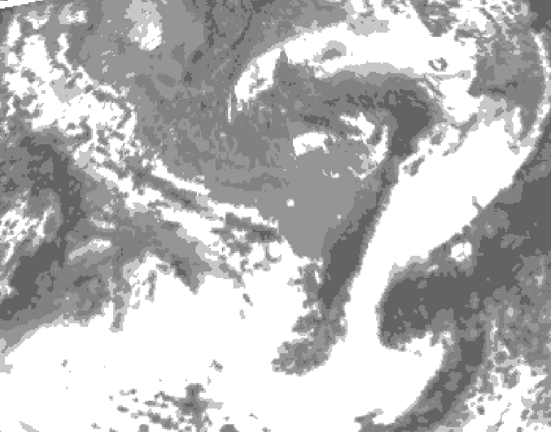 GDPS total cloud 132 hour forecast chart for Canada based on 2025/05/05 0000Z data