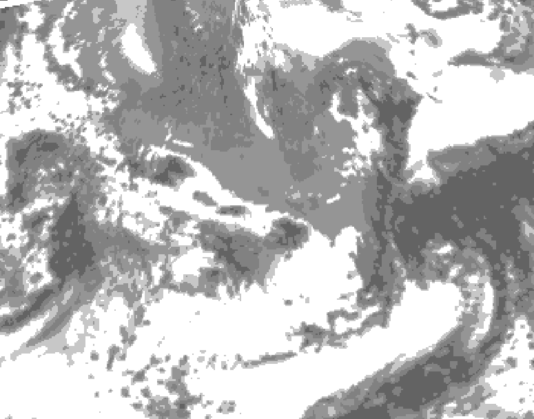 GDPS total cloud 132 hour forecast chart for Canada based on 2025/05/05 1200Z data