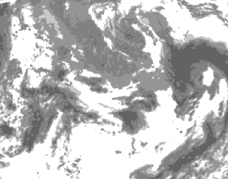 GDPS total cloud 150 hour forecast chart for Canada based on 2025/05/05 1200Z data