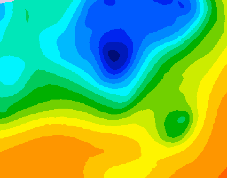 GDPS 500 millibar geopotential height 096 hour forecast chart for Canada based on 2025/05/06 0000Z data