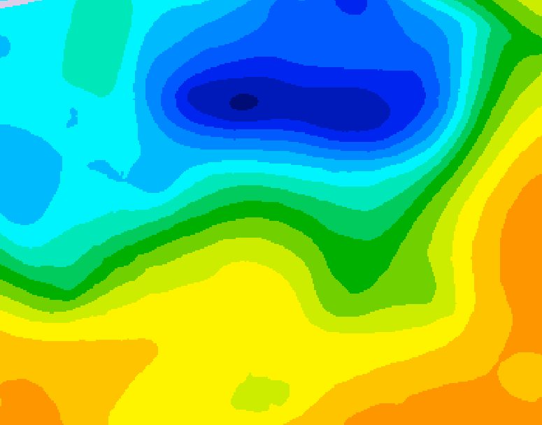 GDPS 500 millibar geopotential height 036 hour forecast chart for Canada based on 2025/05/06 1200Z data