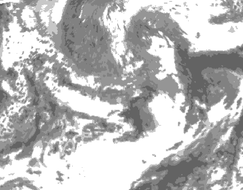 GDPS total cloud 132 hour forecast chart for Canada based on 2025/05/06 0000Z data