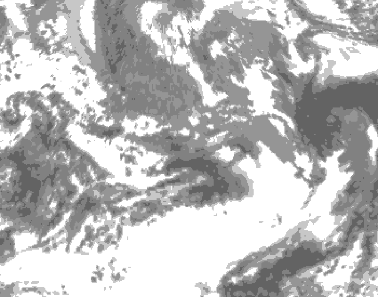 GDPS total cloud 120 hour forecast chart for Canada based on 2025/05/06 1200Z data
