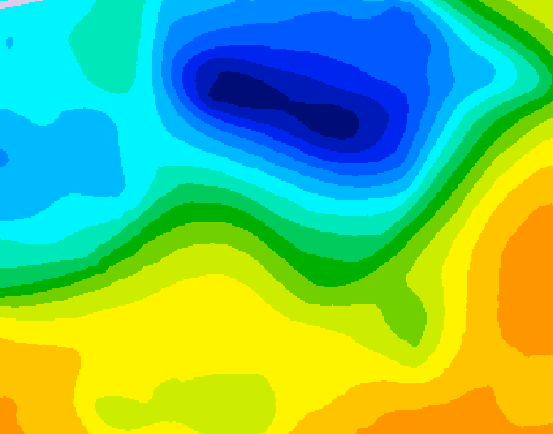 GDPS 500 millibar geopotential height 012 hour forecast chart for Canada based on 2025/05/07 0000Z data