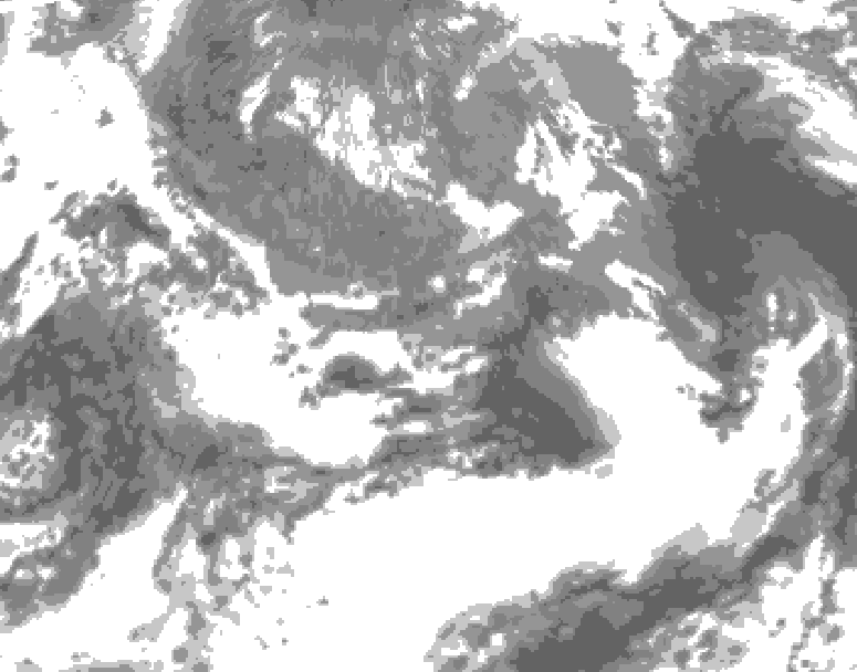 GDPS total cloud 114 hour forecast chart for Canada based on 2025/05/07 0000Z data