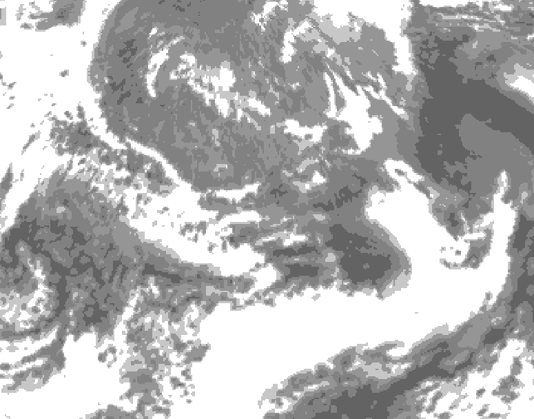 GDPS total cloud 120 hour forecast chart for Canada based on 2025/05/07 0000Z data