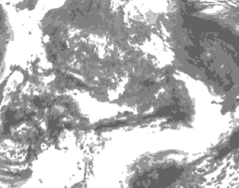 GDPS total cloud 132 hour forecast chart for Canada based on 2025/05/07 0000Z data