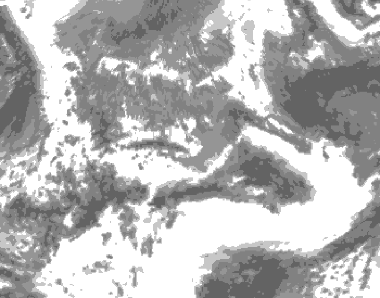 GDPS total cloud 120 hour forecast chart for Canada based on 2025/05/07 1200Z data