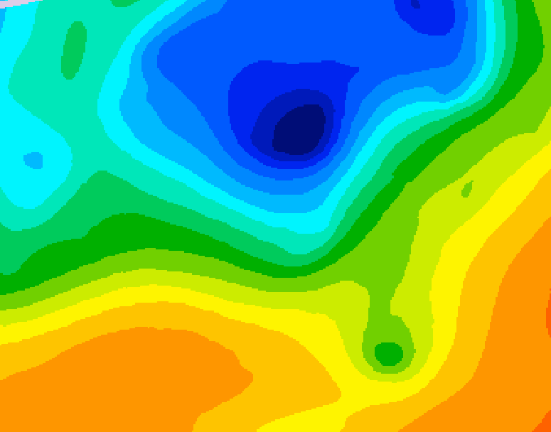 GDPS 500 millibar geopotential height 048 hour forecast chart for Canada based on 2025/05/08 0000Z data