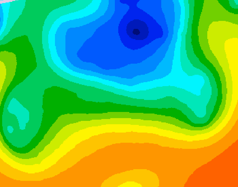 GDPS 500 millibar geopotential height 096 hour forecast chart for Canada based on 2025/05/08 0000Z data